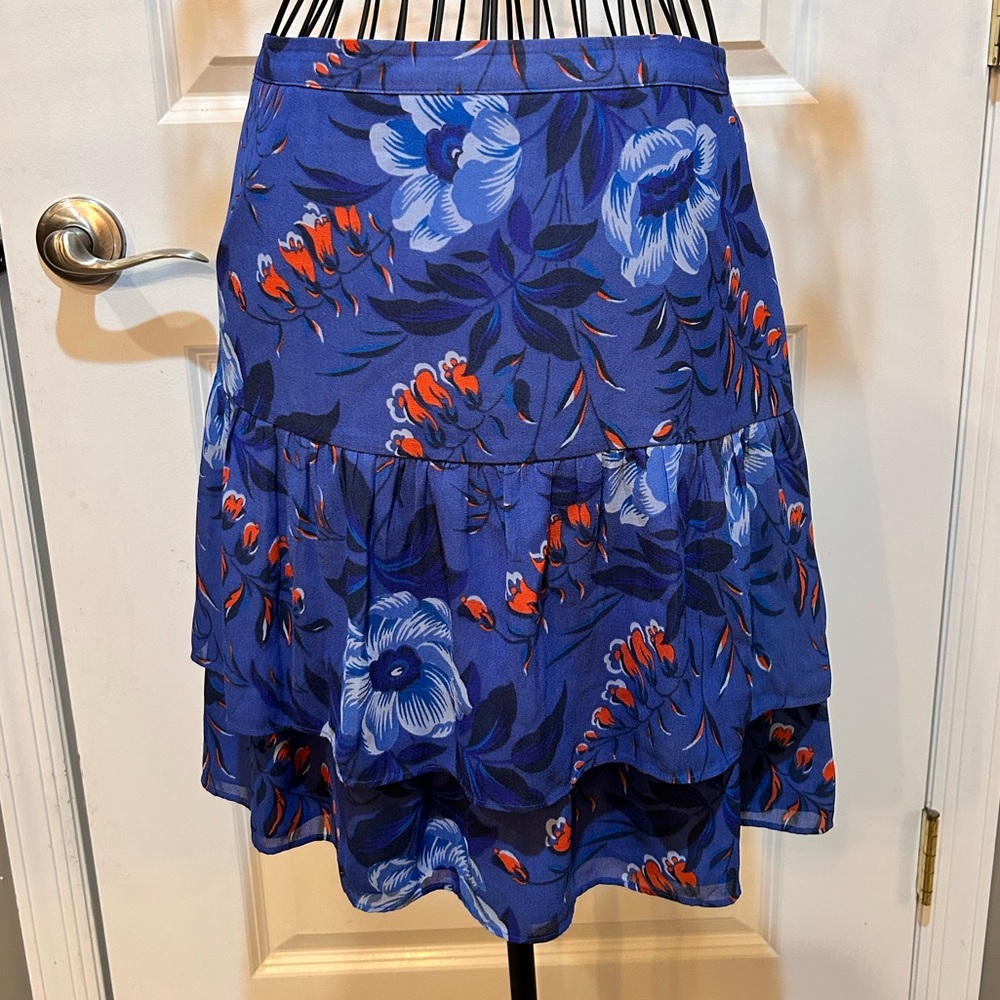LOFT Hawaiian Blue Ruffle Tiered Skirt